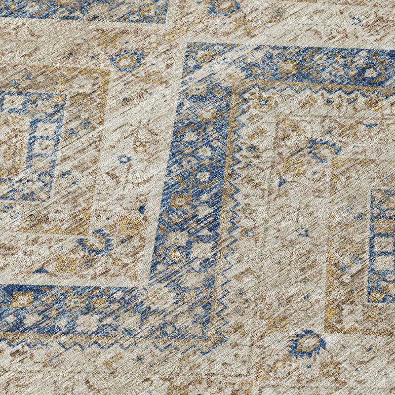 10' X 14' Beige And Teal Blue Tribal Washable Indoor Outdoor Area Rug Homeroots Outdoor