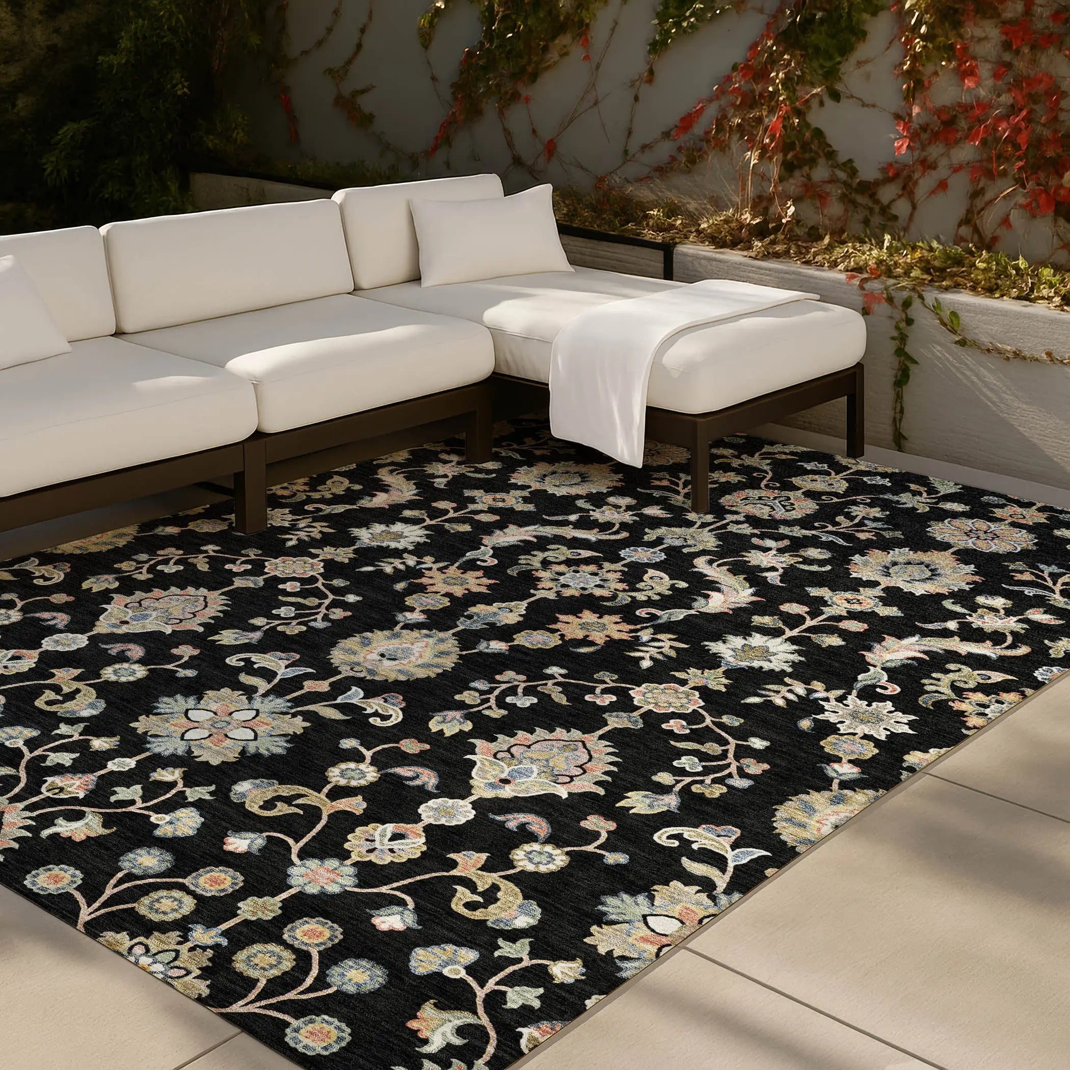 10' X 14' Black And Beige Abstract Washable Indoor Outdoor Area Rug Homeroots Outdoor