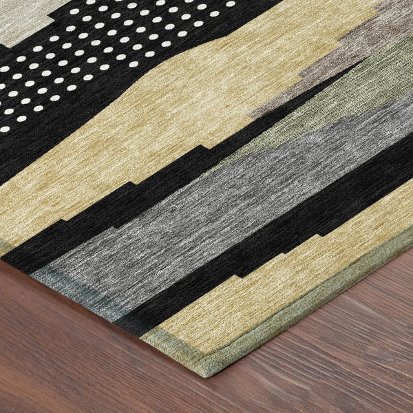 10' X 14' Black And Beige Abstract Washable Indoor Outdoor Area Rug Homeroots Outdoor