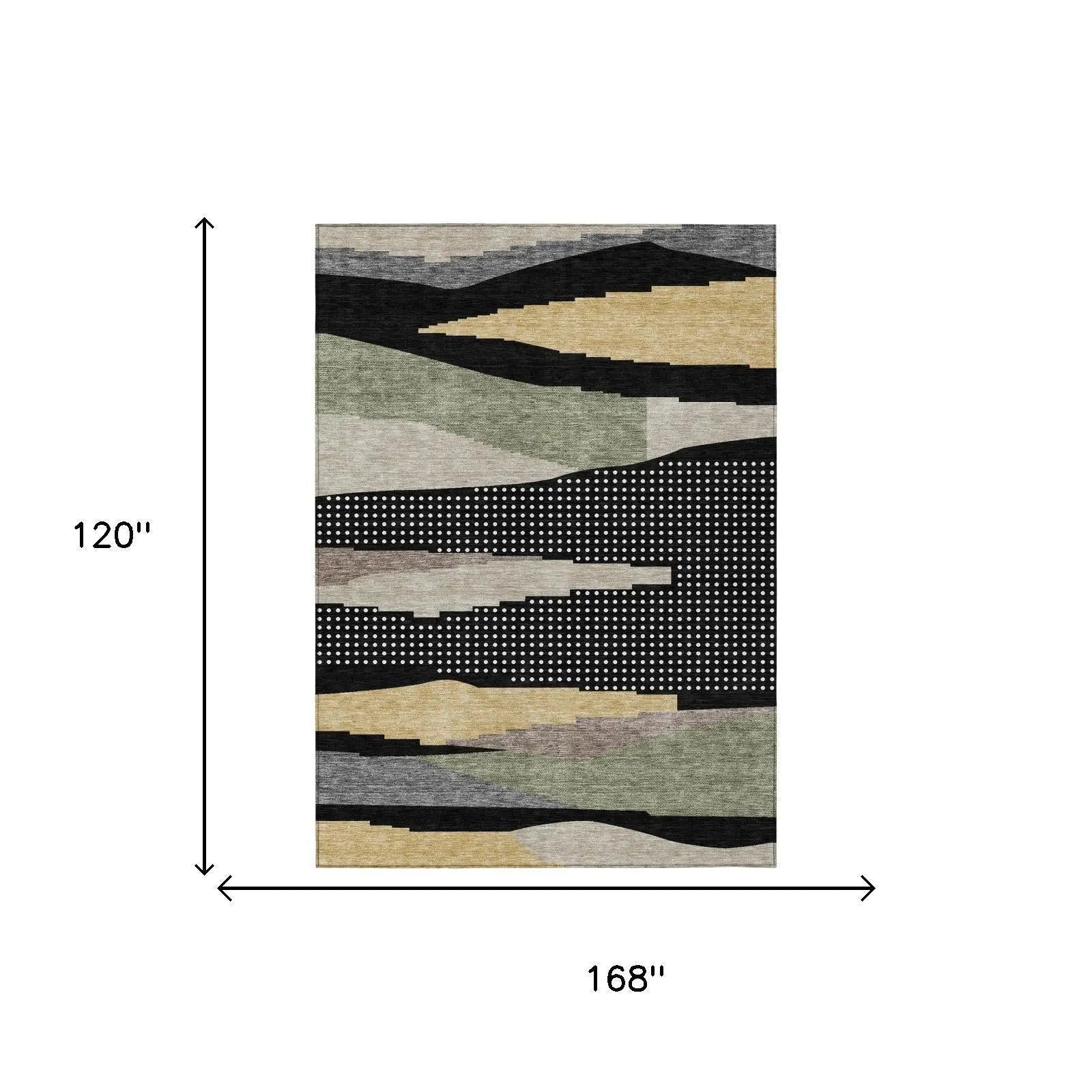10' X 14' Black And Beige Abstract Washable Indoor Outdoor Area Rug Homeroots Outdoor