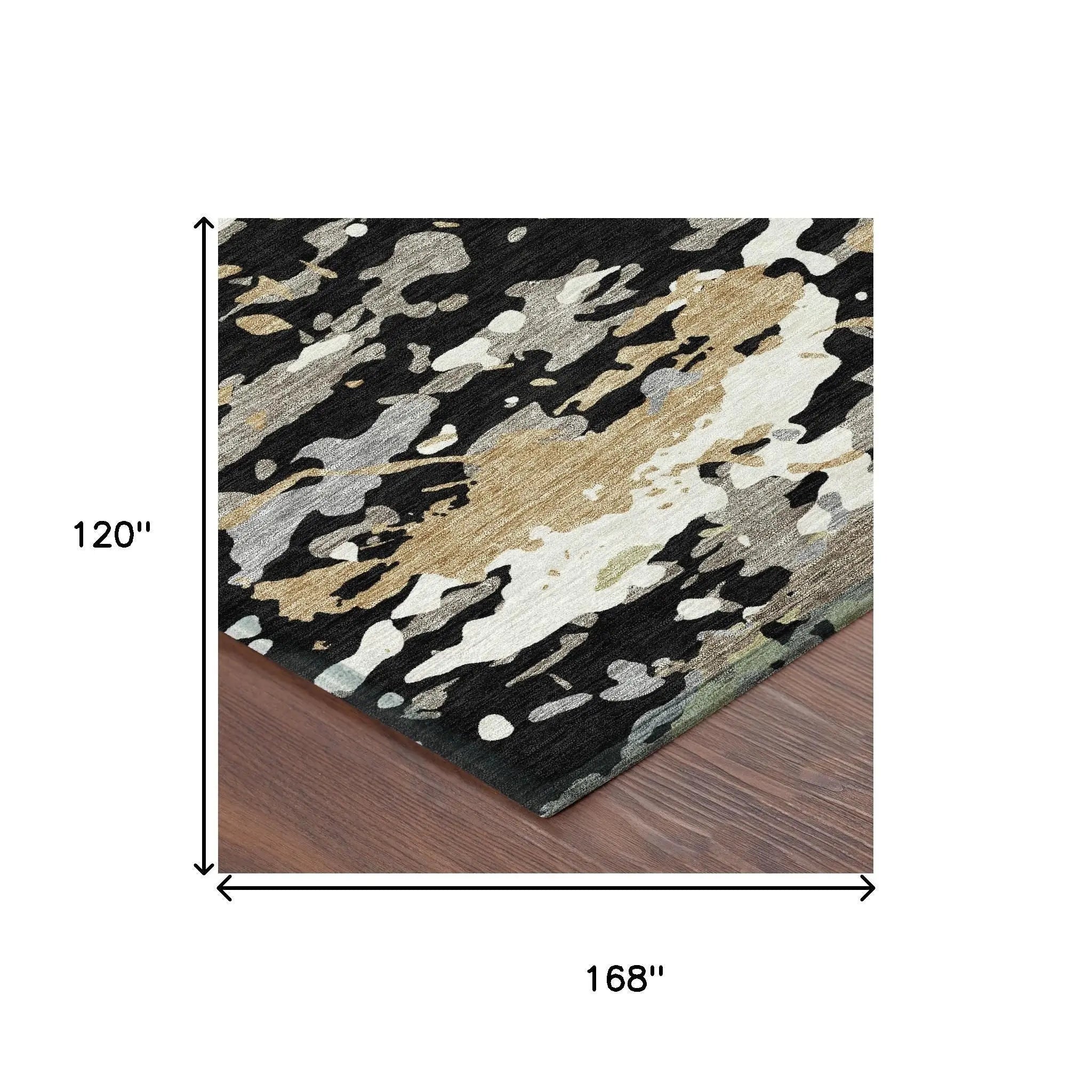 10' X 14' Black And Beige Abstract Washable Indoor Outdoor Area Rug Homeroots Outdoor