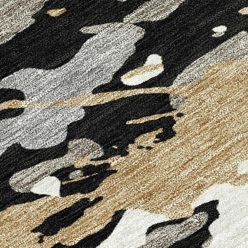 10' X 14' Black And Beige Abstract Washable Indoor Outdoor Area Rug Homeroots Outdoor