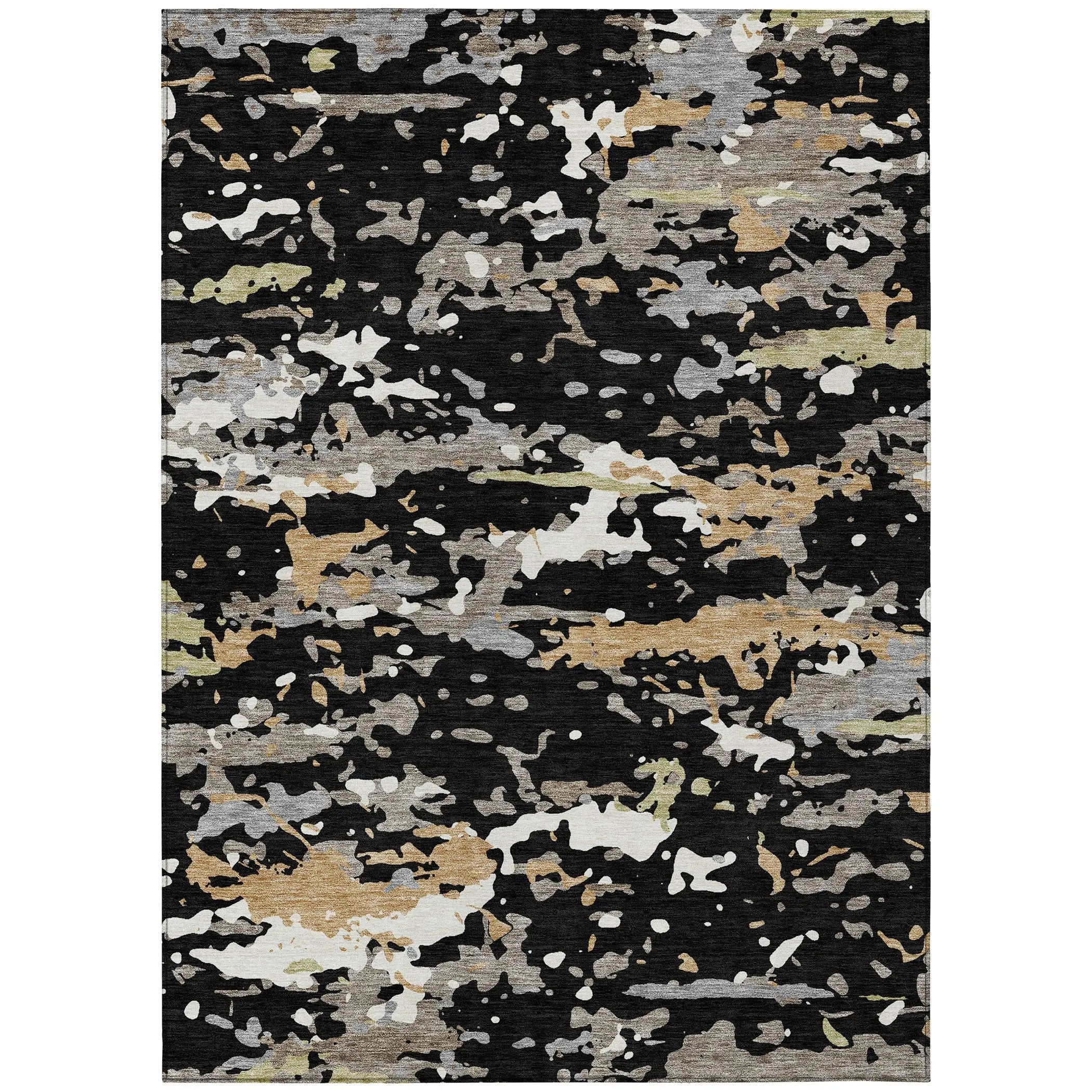10' X 14' Black And Beige Abstract Washable Indoor Outdoor Area Rug Homeroots Outdoor