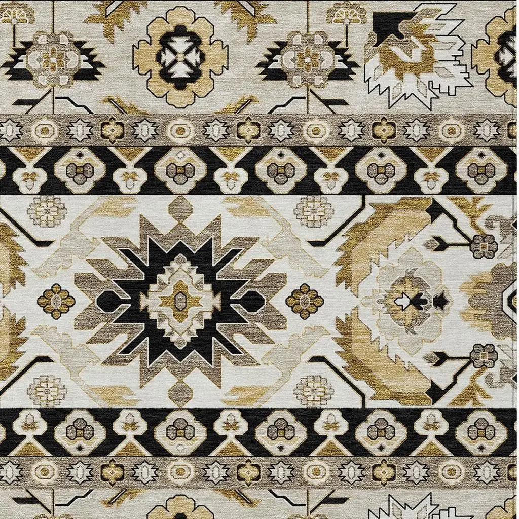 10' X 14' Black And Beige Cactus Washable Indoor Outdoor Area Rug Homeroots Outdoor