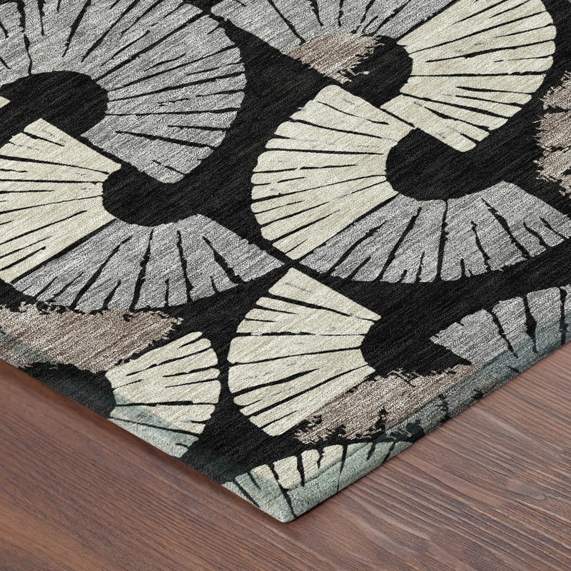 10' X 14' Black And Beige Geometric Washable Indoor Outdoor Area Rug Homeroots Outdoor