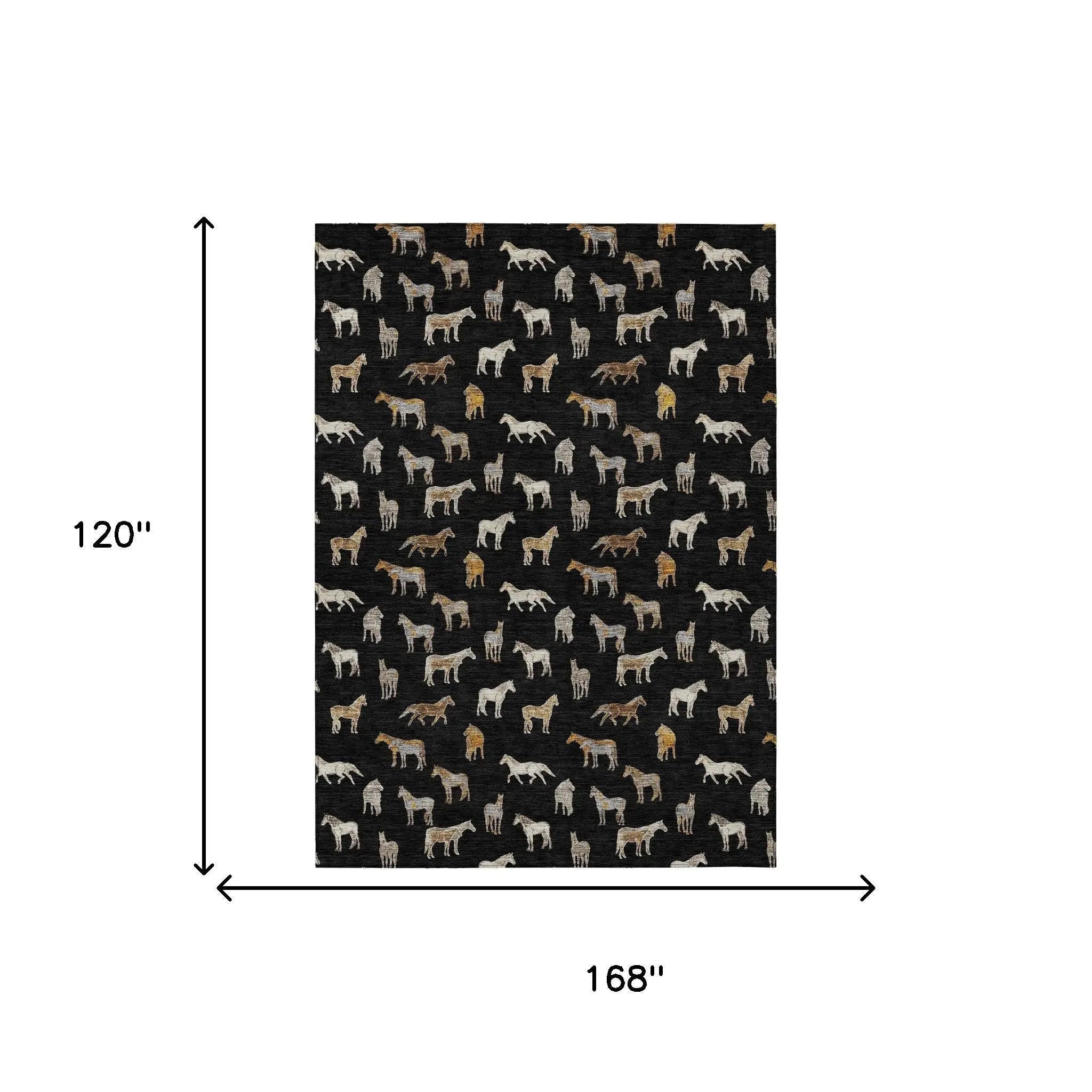 10' X 14' Black And Beige Horse Washable Indoor Outdoor Area Rug Homeroots Outdoor