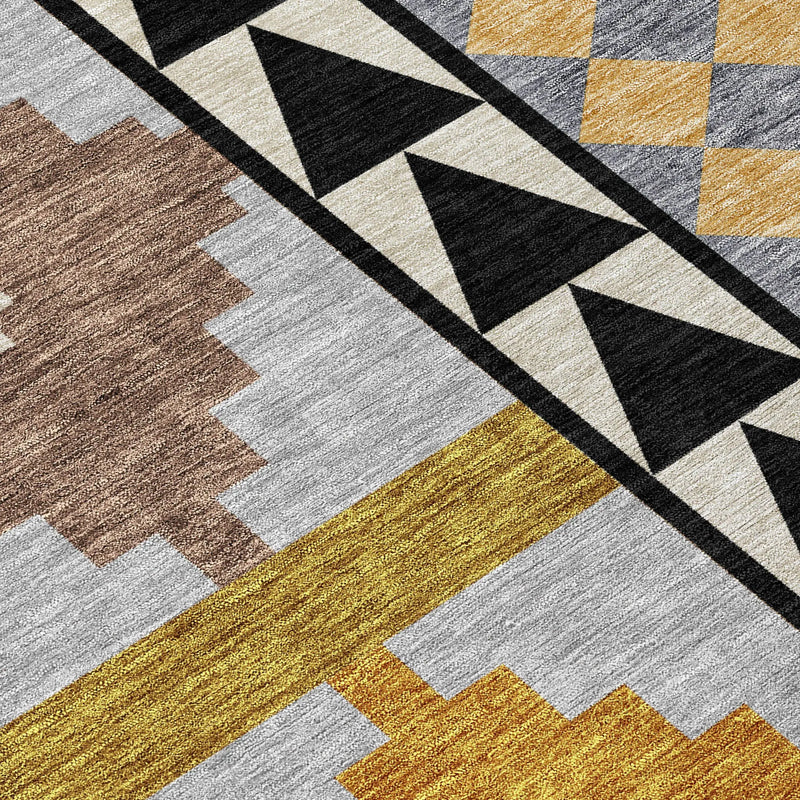 10' X 14' Black And Beige Southwestern Washable Indoor Outdoor Area Rug Homeroots Outdoor