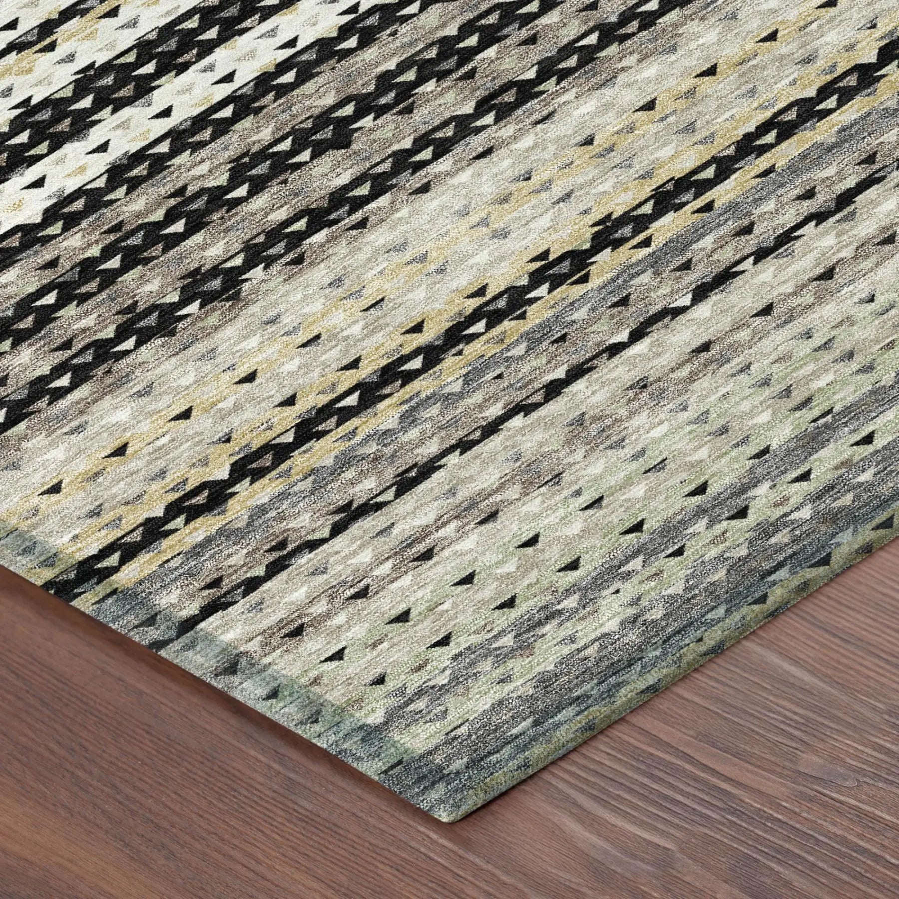 10' X 14' Black And Beige Striped Washable Indoor Outdoor Area Rug Homeroots Outdoor
