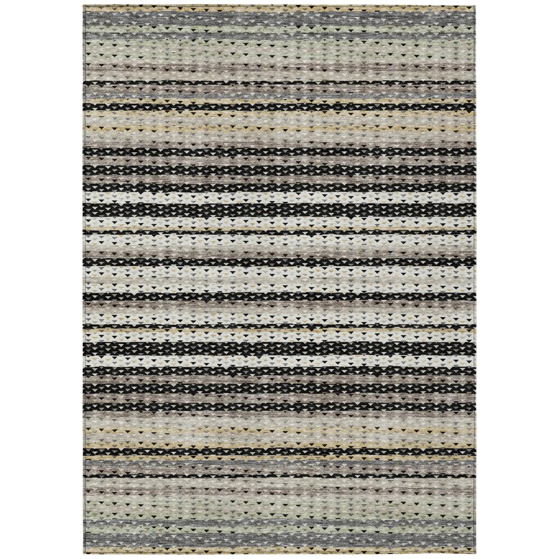 10' X 14' Black And Beige Striped Washable Indoor Outdoor Area Rug Homeroots Outdoor