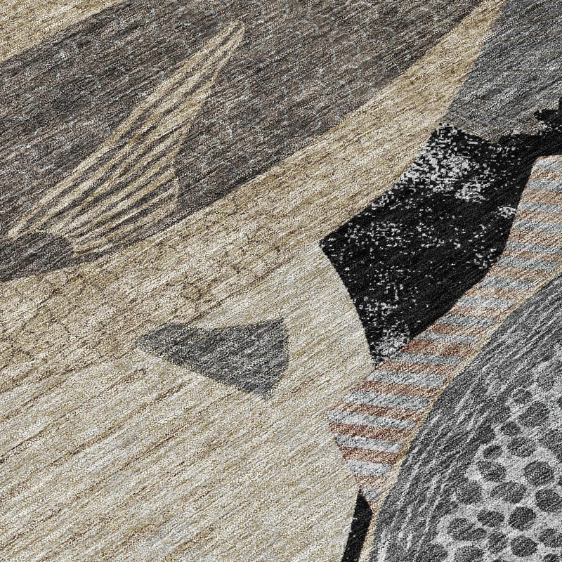 10' X 14' Black And Beige Tropical Fish Washable Indoor Outdoor Area Rug Homeroots Outdoor