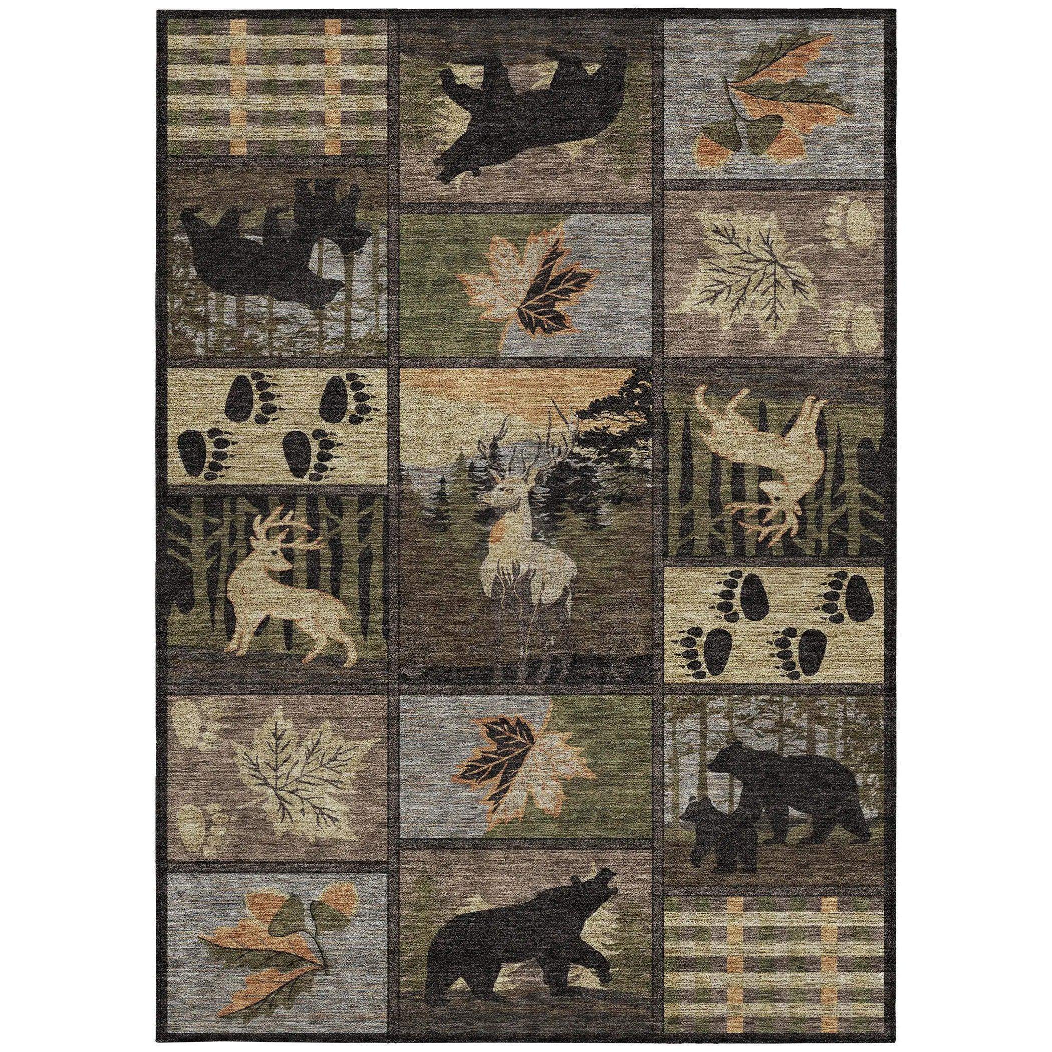 10' X 14' Black And Brown Bear Washable Indoor Outdoor Area Rug Homeroots Outdoor