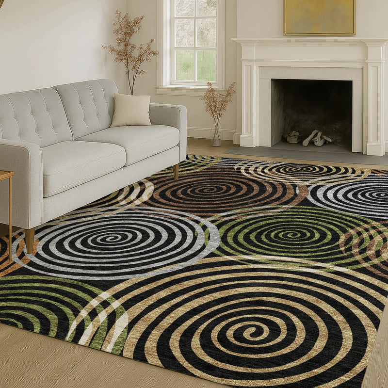 10' X 14' Black And Brown Geometric Washable Indoor Outdoor Area Rug Homeroots Outdoor