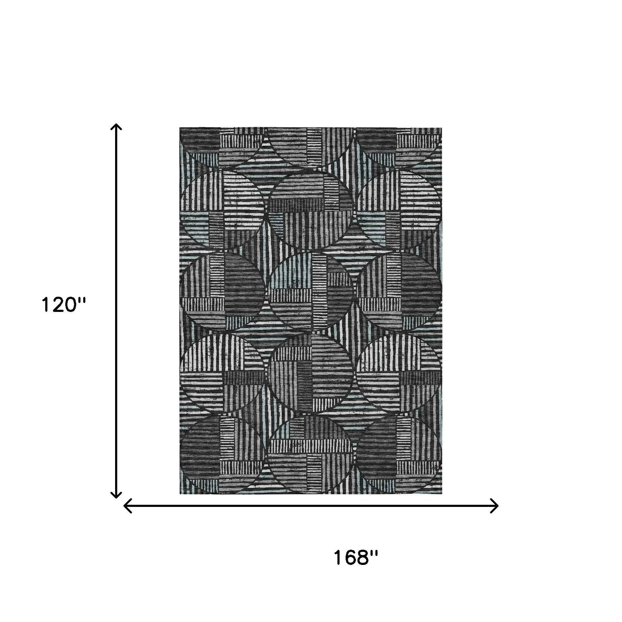 10' X 14' Black And Brown Geometric Washable Indoor Outdoor Area Rug Homeroots Outdoor