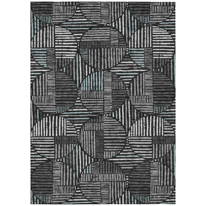10' X 14' Black And Brown Geometric Washable Indoor Outdoor Area Rug Homeroots Outdoor