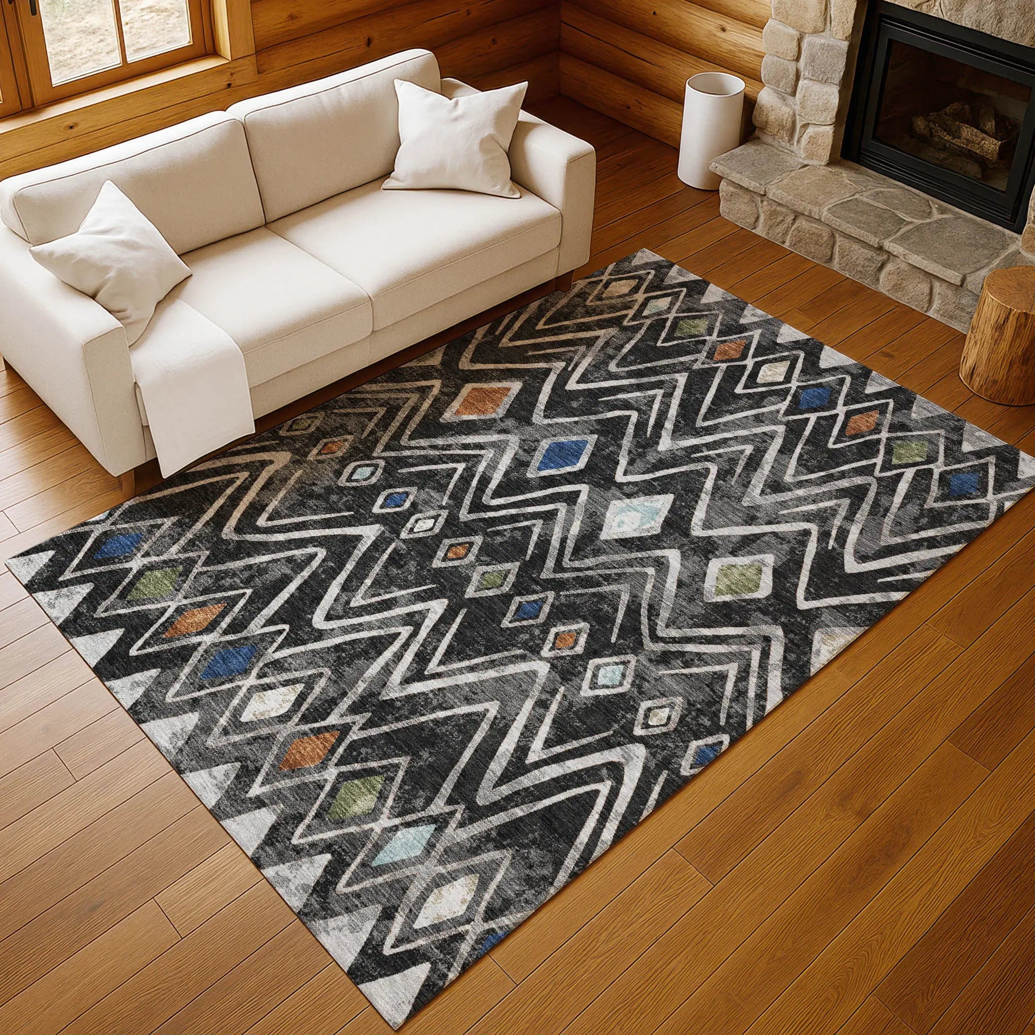 10' X 14' Black And Brown Geometric Washable Indoor Outdoor Area Rug Homeroots Outdoor