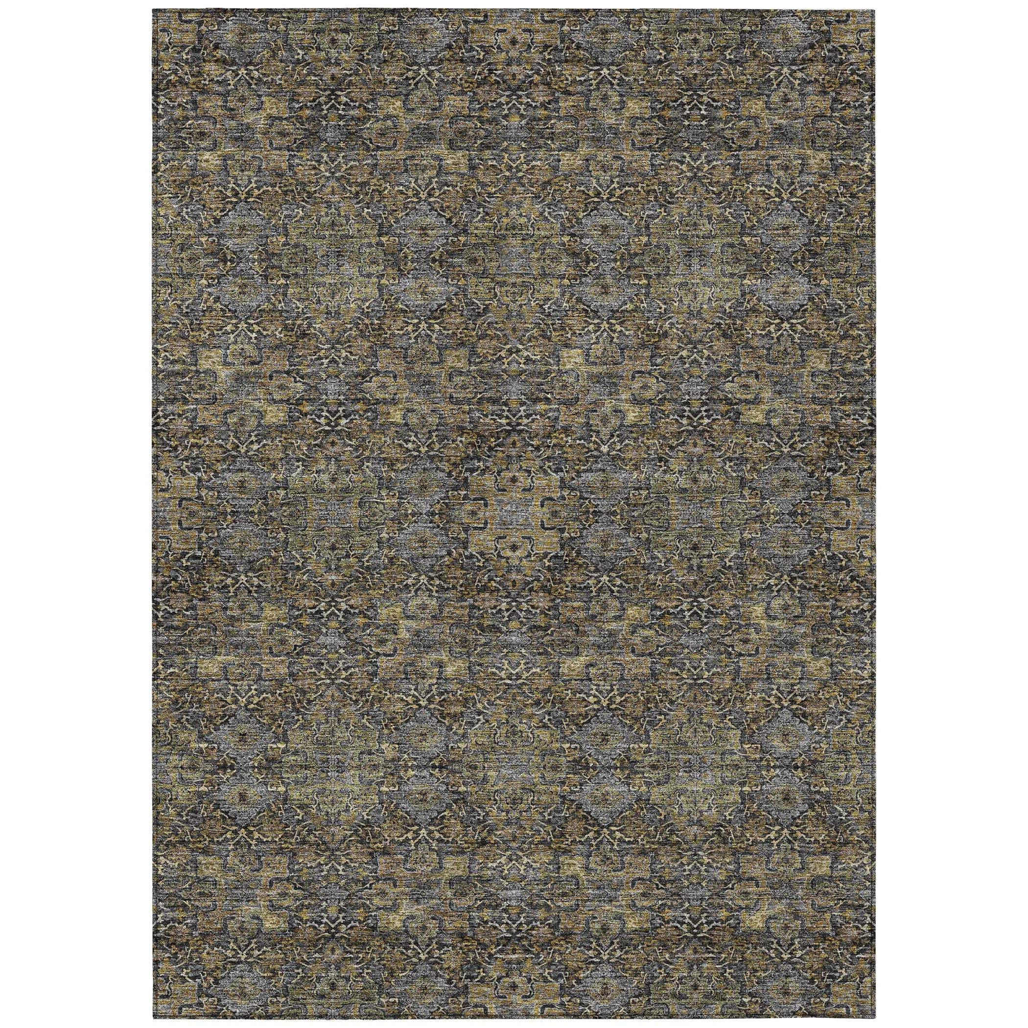 10' X 14' Black And Brown Oriental Washable Indoor Outdoor Area Rug Homeroots Outdoor