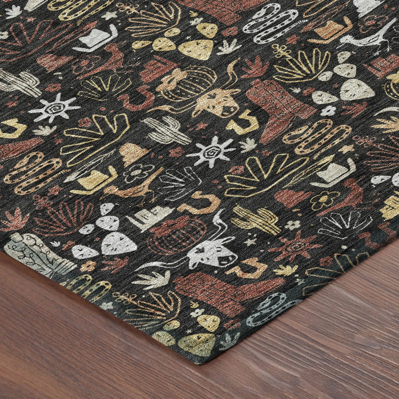 10' X 14' Black And Brown Stars Washable Indoor Outdoor Area Rug Homeroots Outdoor