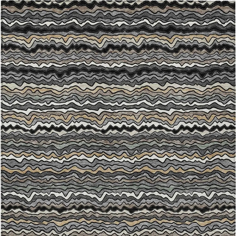 10' X 14' Black And Brown Striped Washable Indoor Outdoor Area Rug Homeroots Outdoor