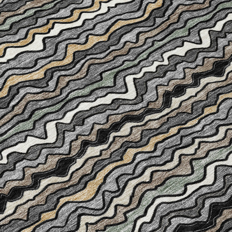 10' X 14' Black And Brown Striped Washable Indoor Outdoor Area Rug Homeroots Outdoor