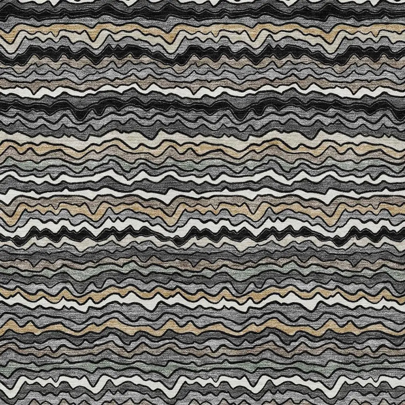 10' X 14' Black And Brown Striped Washable Indoor Outdoor Area Rug Homeroots Outdoor