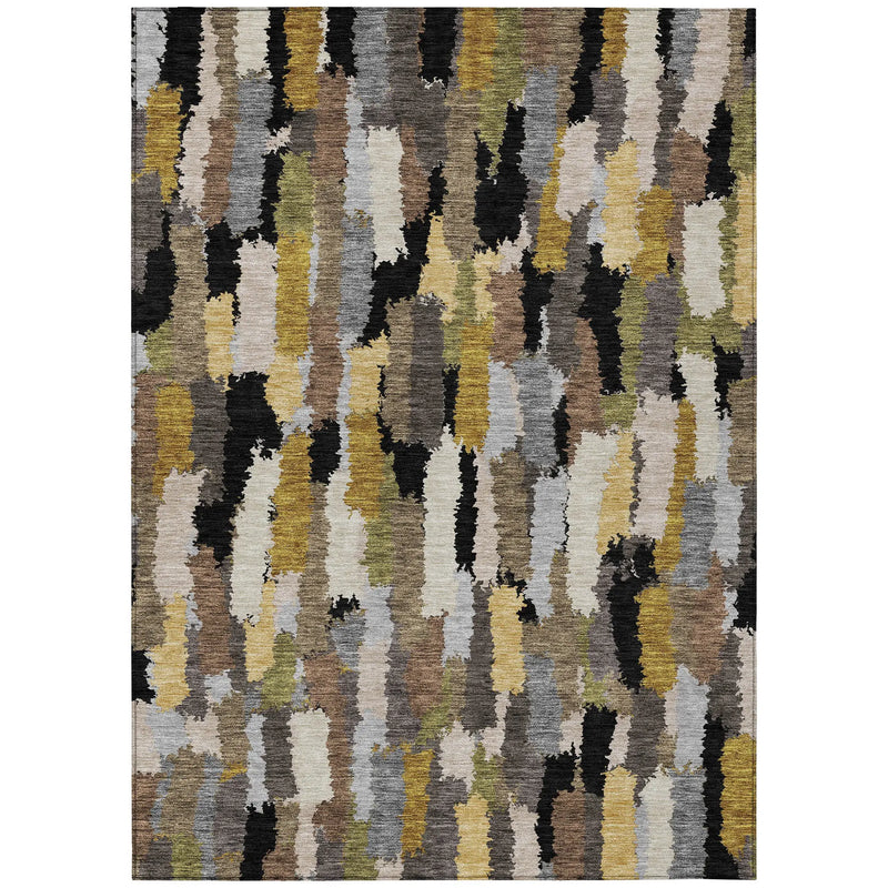 10' X 14' Black And Brown Striped Washable Indoor Outdoor Area Rug Homeroots Outdoor