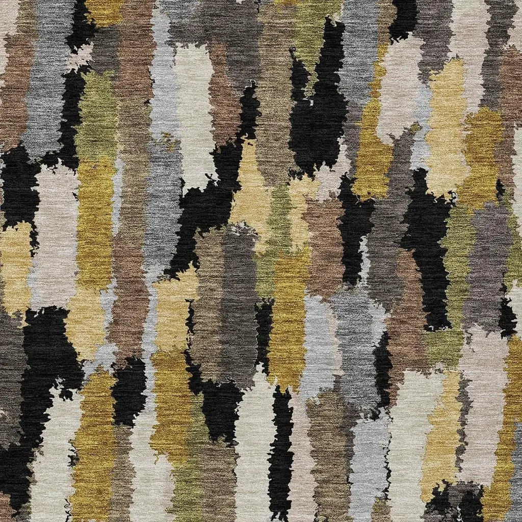 10' X 14' Black And Brown Striped Washable Indoor Outdoor Area Rug Homeroots Outdoor