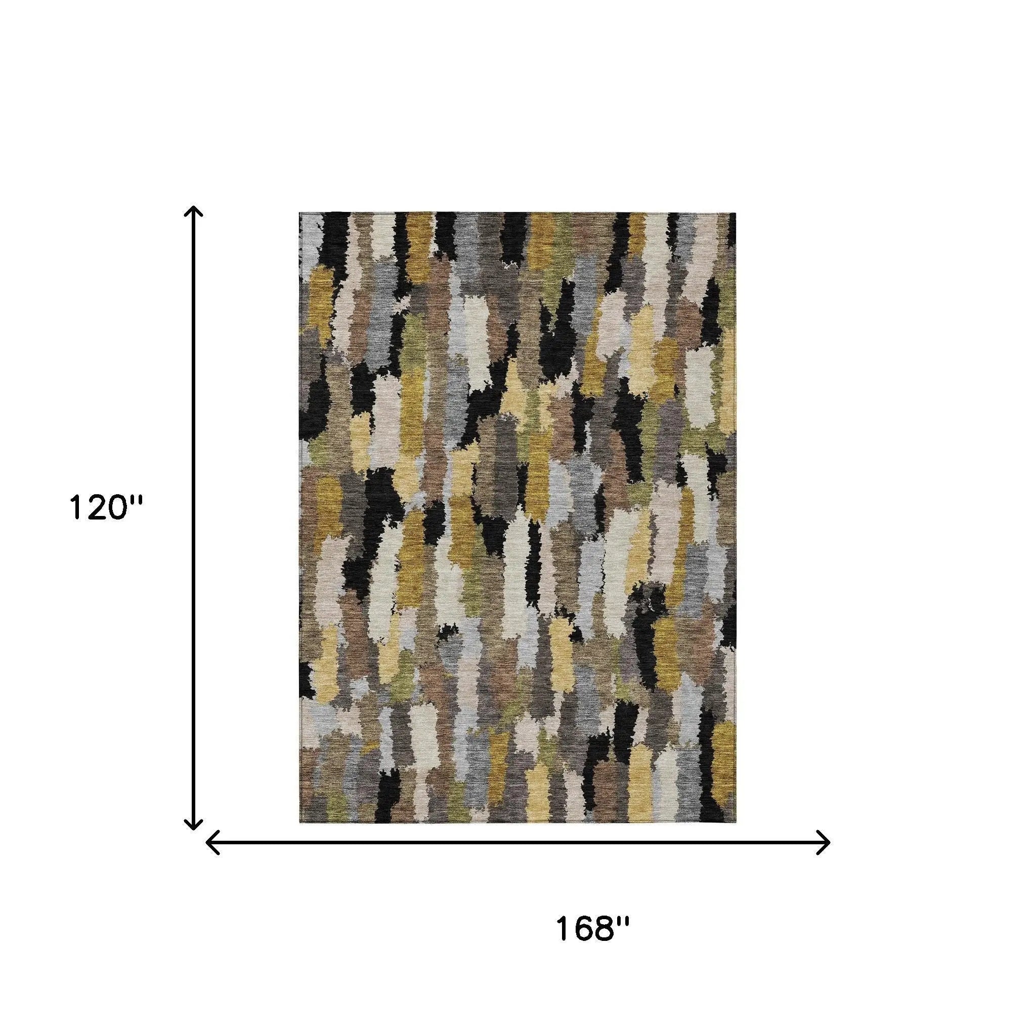 10' X 14' Black And Brown Striped Washable Indoor Outdoor Area Rug Homeroots Outdoor
