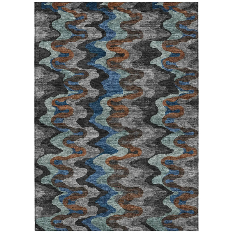 10' X 14' Black And Charcoal Abstract Washable Indoor Outdoor Area Rug Homeroots Outdoor