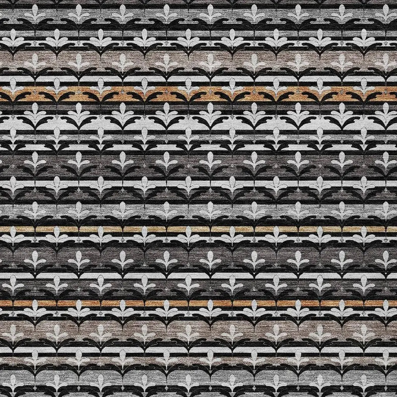 10' X 14' Black And Charcoal Damask Washable Indoor Outdoor Area Rug Homeroots Outdoor