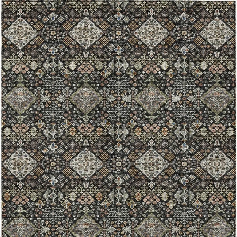 10' X 14' Black And Charcoal Geometric Washable Indoor Outdoor Area Rug Homeroots Outdoor