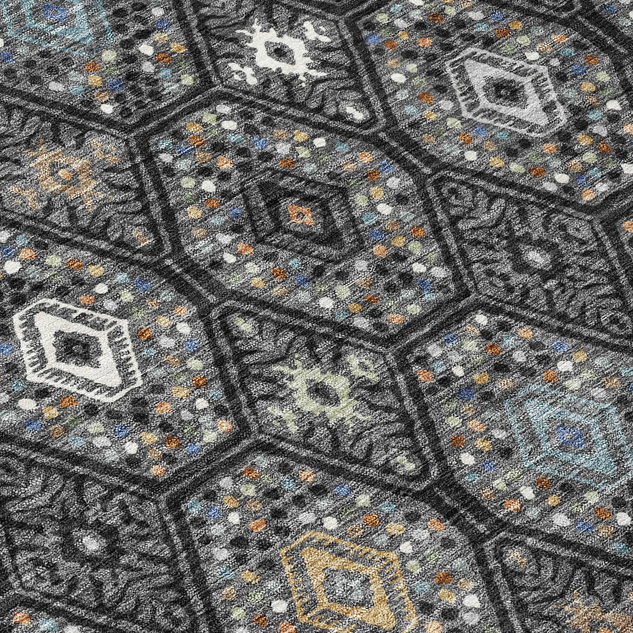 10' X 14' Black And Charcoal Geometric Washable Indoor Outdoor Area Rug Homeroots Outdoor