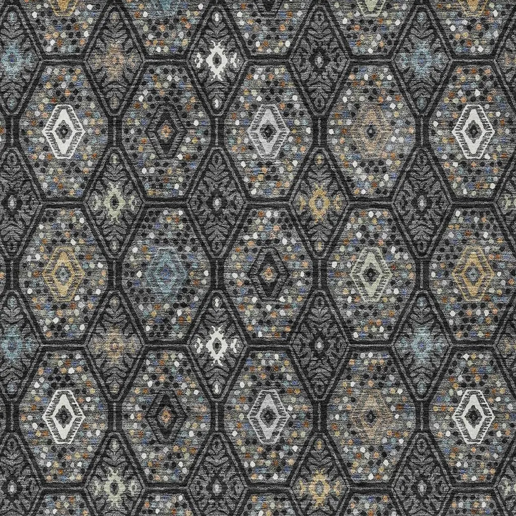 10' X 14' Black And Charcoal Geometric Washable Indoor Outdoor Area Rug Homeroots Outdoor