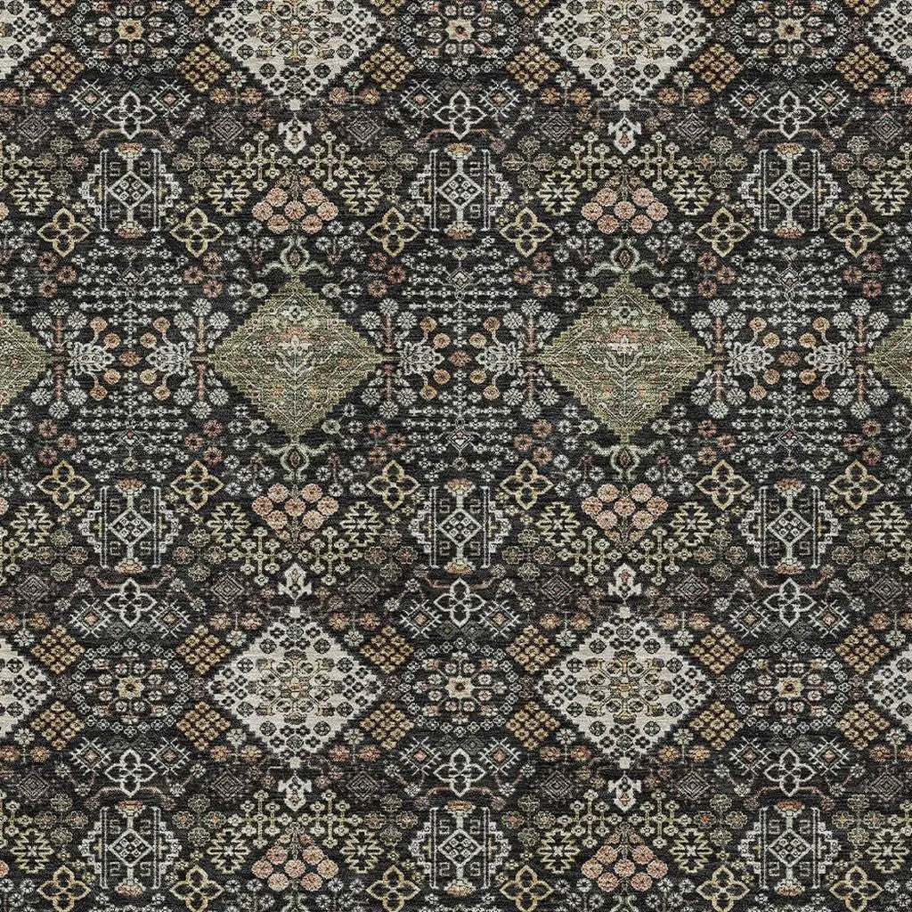 10' X 14' Black And Charcoal Geometric Washable Indoor Outdoor Area Rug Homeroots Outdoor