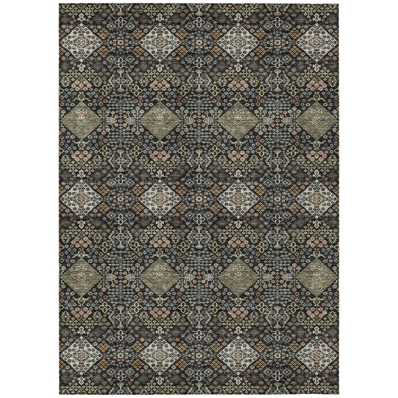 10' X 14' Black And Charcoal Geometric Washable Indoor Outdoor Area Rug Homeroots Outdoor