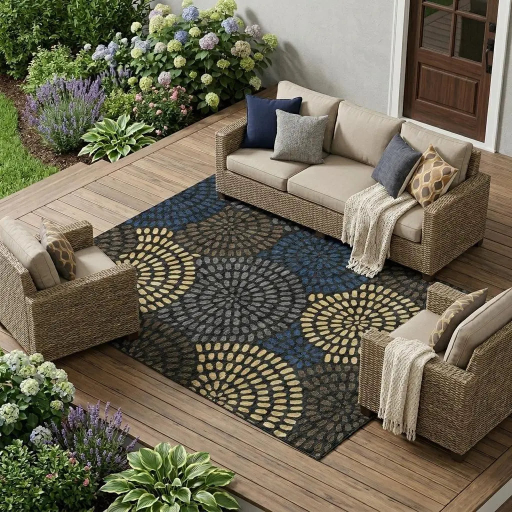 10' X 14' Black And Charcoal Geometric Washable Indoor Outdoor Area Rug Homeroots Outdoor