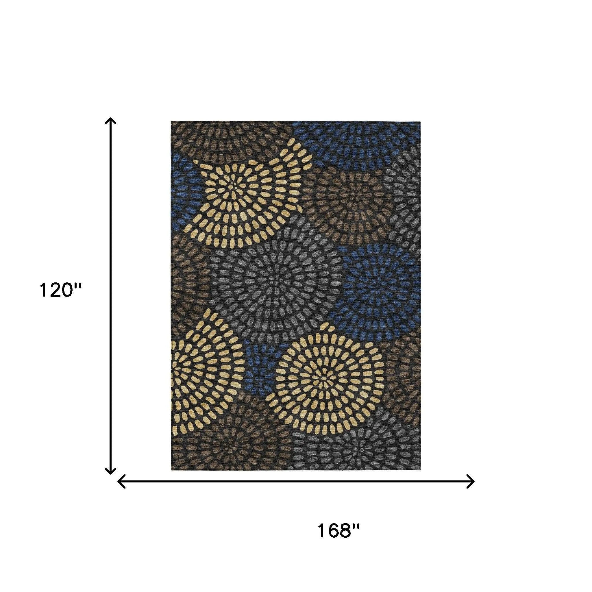 10' X 14' Black And Charcoal Geometric Washable Indoor Outdoor Area Rug Homeroots Outdoor