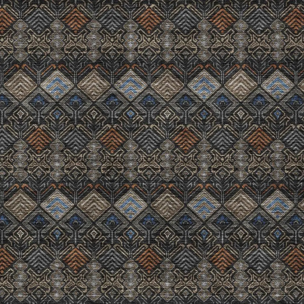 10' X 14' Black And Charcoal Geometric Washable Indoor Outdoor Area Rug Homeroots Outdoor