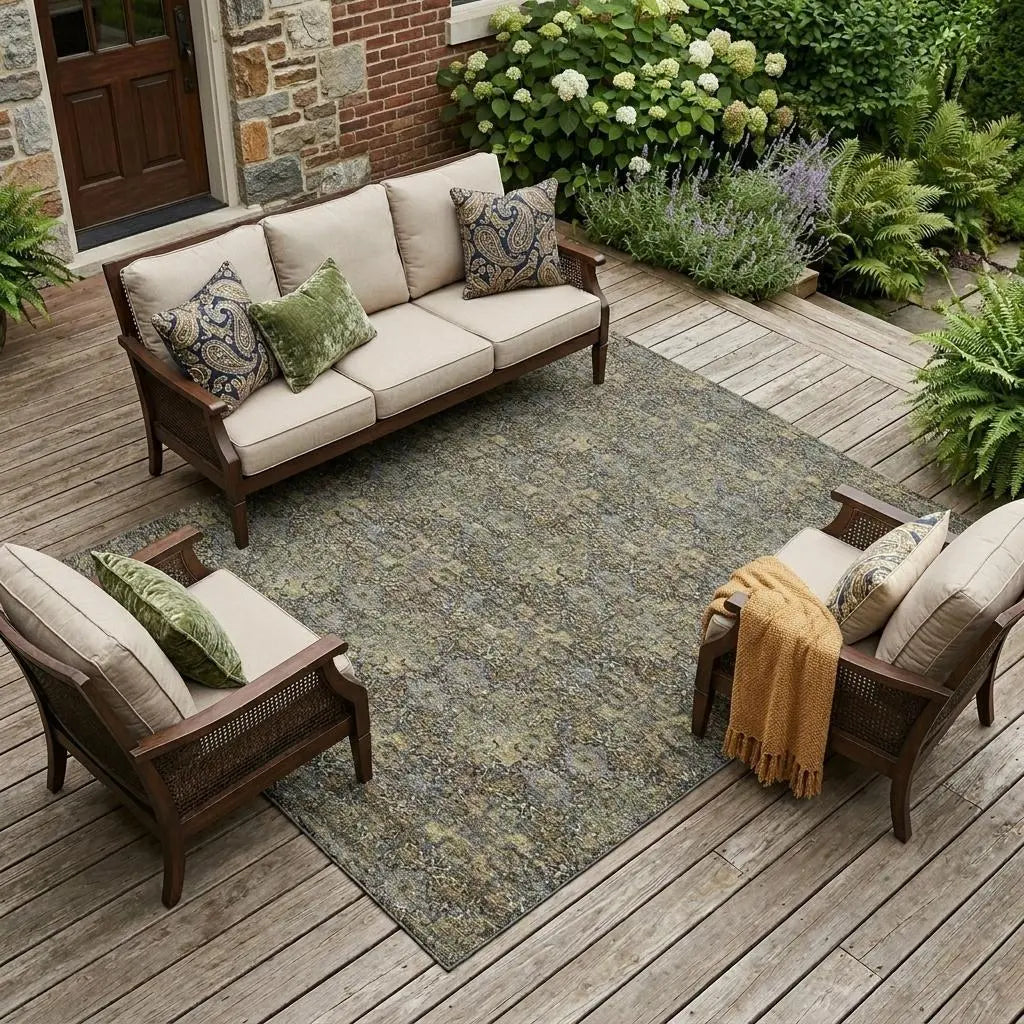 10' X 14' Black And Coffee Damask Washable Indoor Outdoor Area Rug Homeroots Outdoor