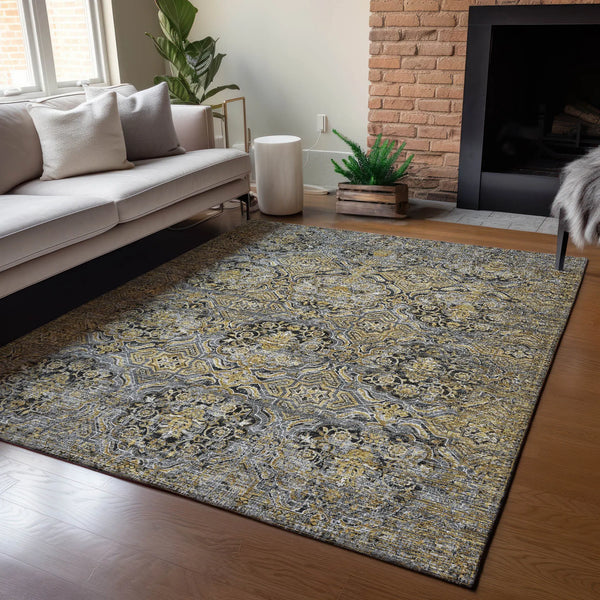 10' X 14' Black And Coffee Floral Washable Indoor Outdoor Area Rug Homeroots Outdoor