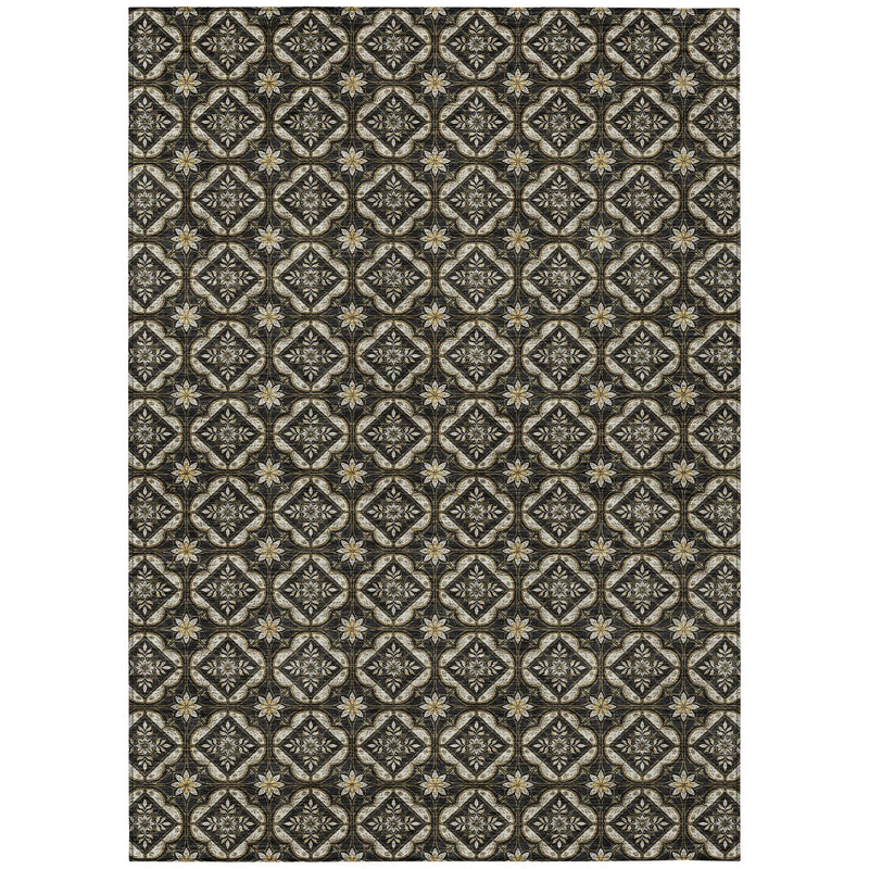 10' X 14' Black And Coffee Geometric Washable Indoor Outdoor Area Rug Homeroots Outdoor