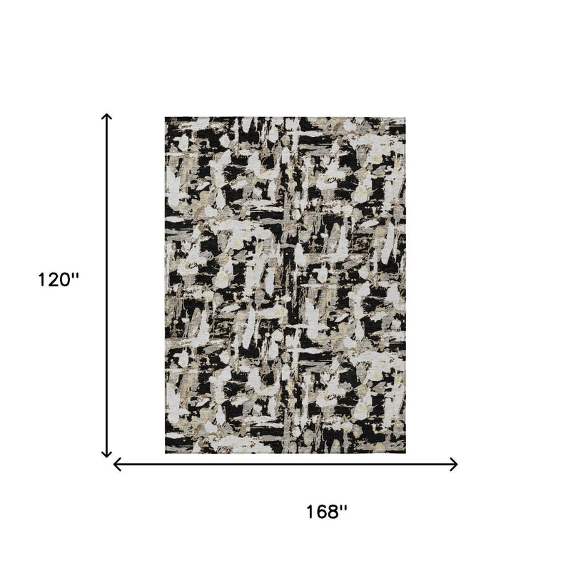 10' X 14' Black And Copper Abstract Washable Indoor Outdoor Area Rug Homeroots Outdoor