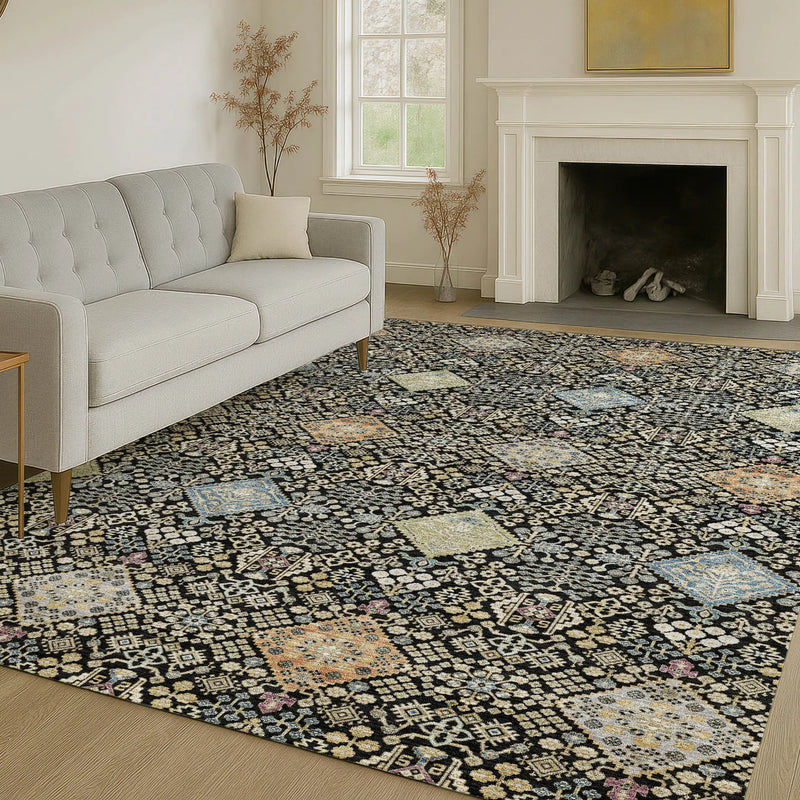 10' X 14' Black And Copper Oriental Washable Indoor Outdoor Area Rug Homeroots Outdoor