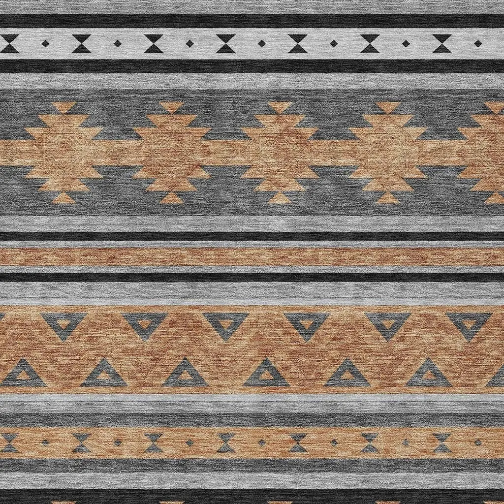 10' X 14' Black And Copper Southwestern Washable Indoor Outdoor Area Rug Homeroots Outdoor