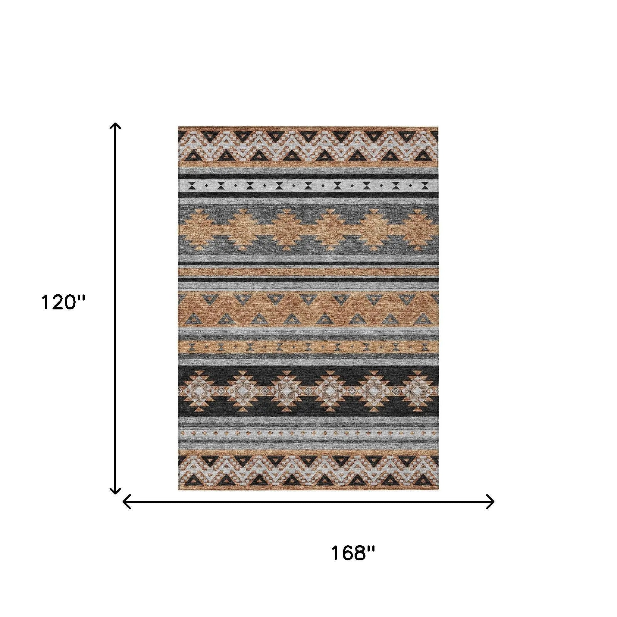 10' X 14' Black And Copper Southwestern Washable Indoor Outdoor Area Rug Homeroots Outdoor