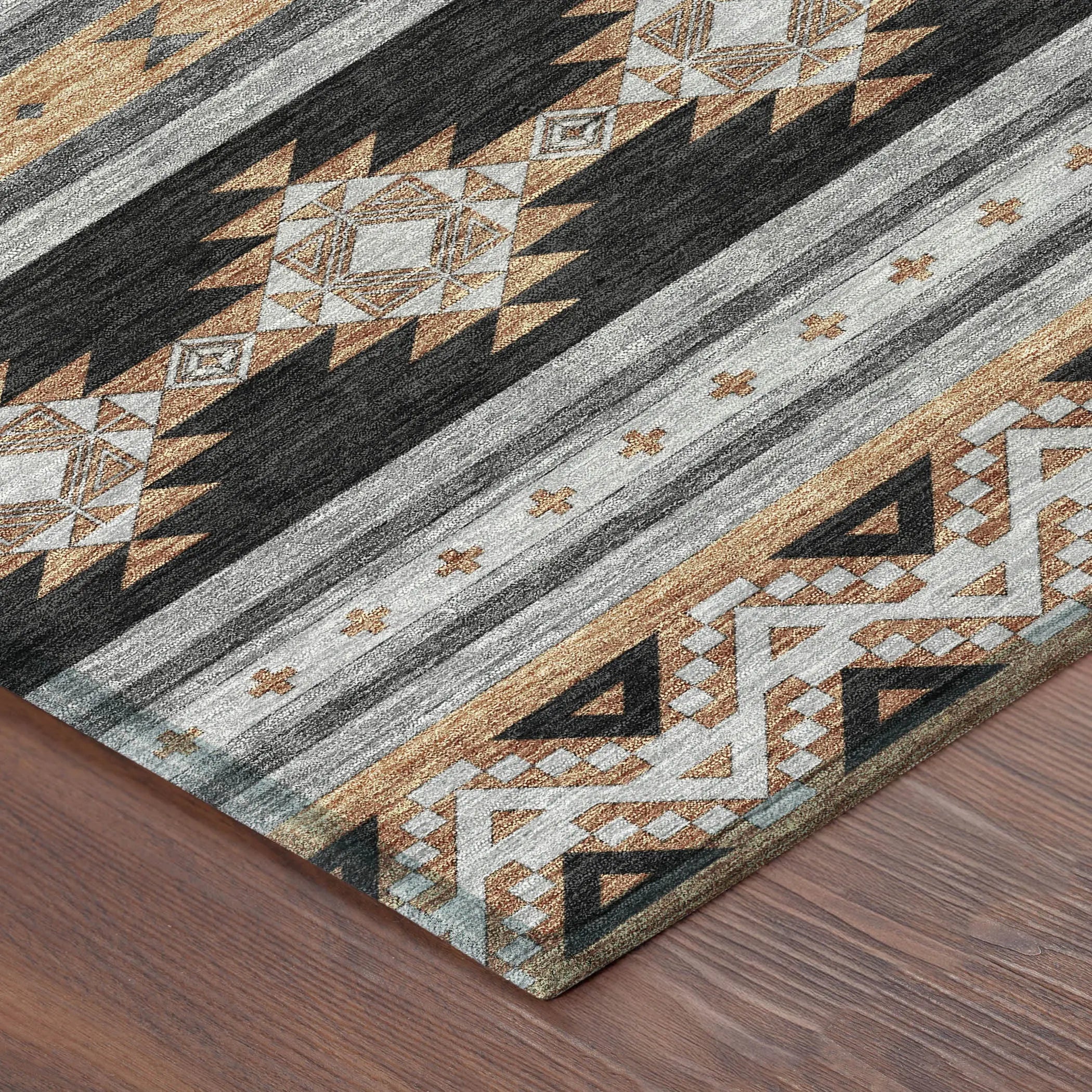 10' X 14' Black And Copper Southwestern Washable Indoor Outdoor Area Rug Homeroots Outdoor