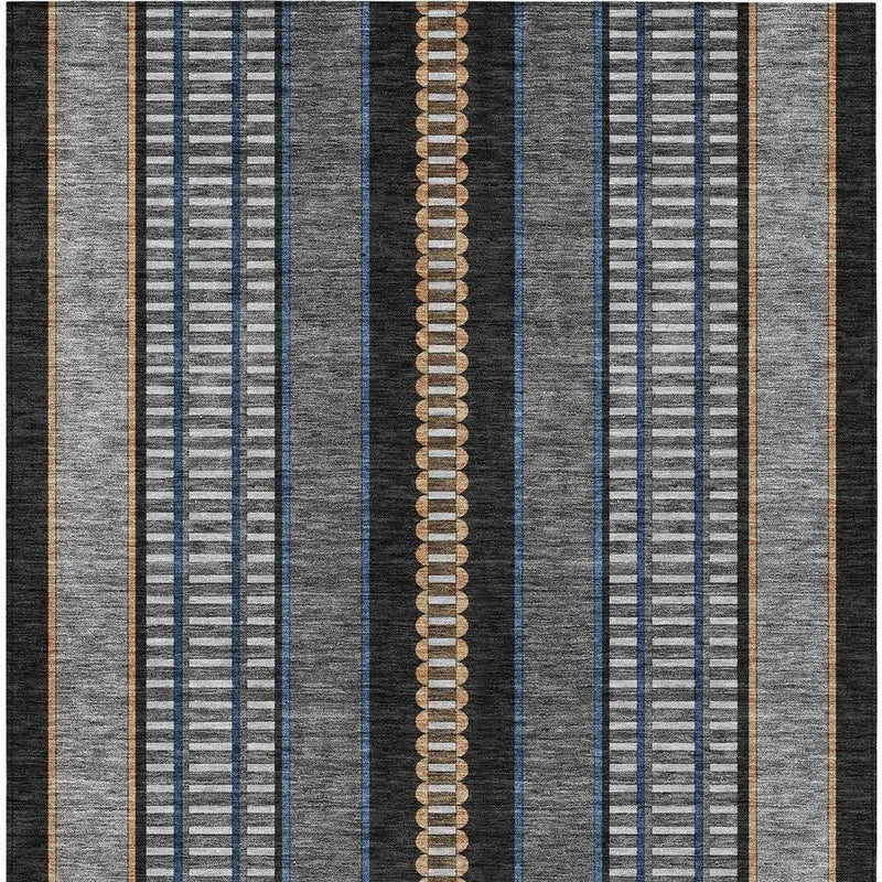 10' X 14' Black And Copper Striped Washable Indoor Outdoor Area Rug Homeroots Outdoor