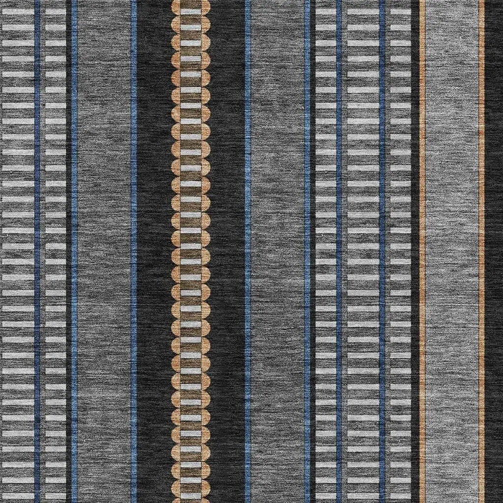 10' X 14' Black And Copper Striped Washable Indoor Outdoor Area Rug Homeroots Outdoor