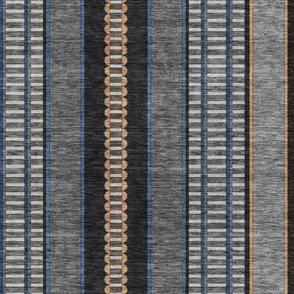 10' X 14' Black And Copper Striped Washable Indoor Outdoor Area Rug Homeroots Outdoor
