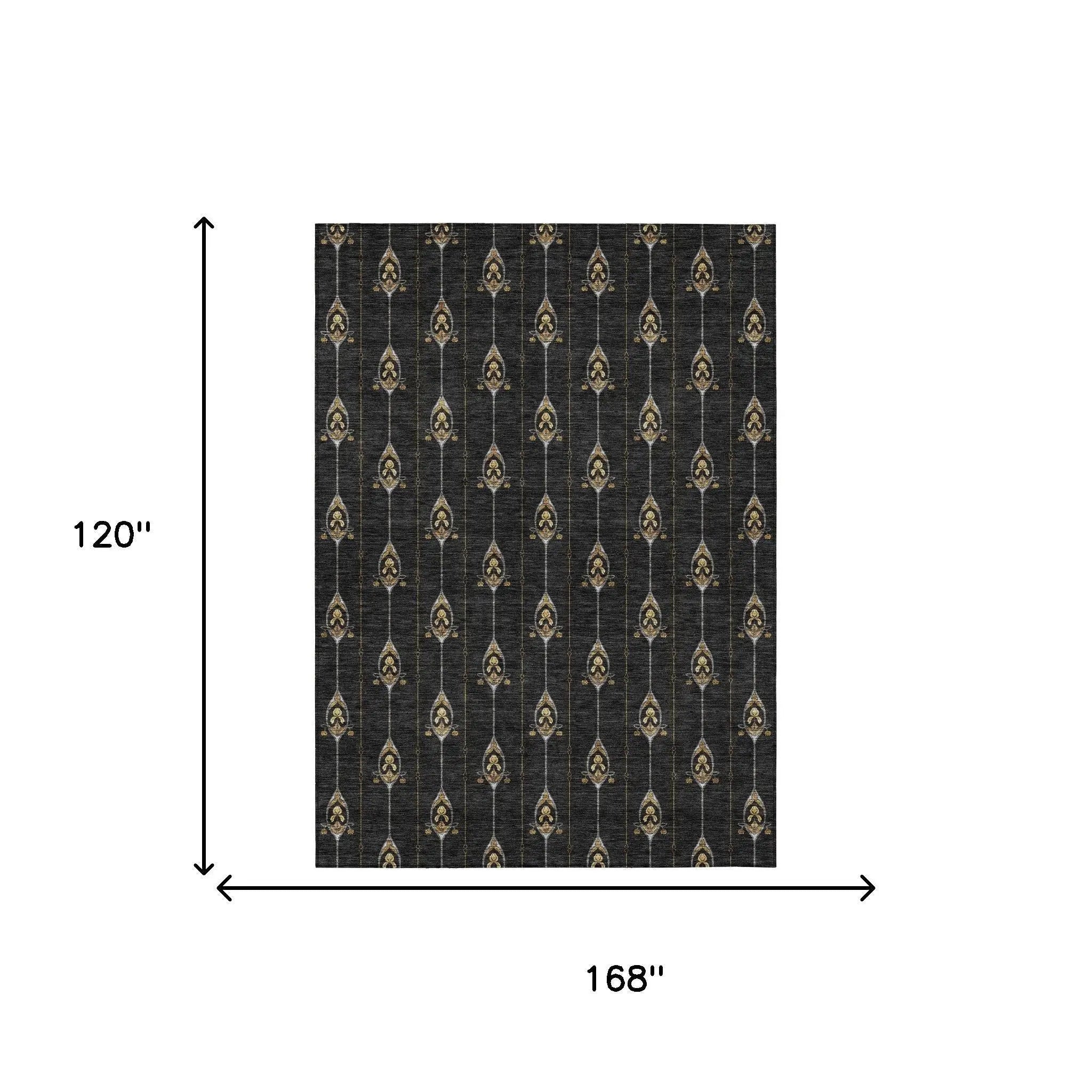 10' X 14' Black And Denim Blue Geometric Washable Indoor Outdoor Area Rug Homeroots Outdoor