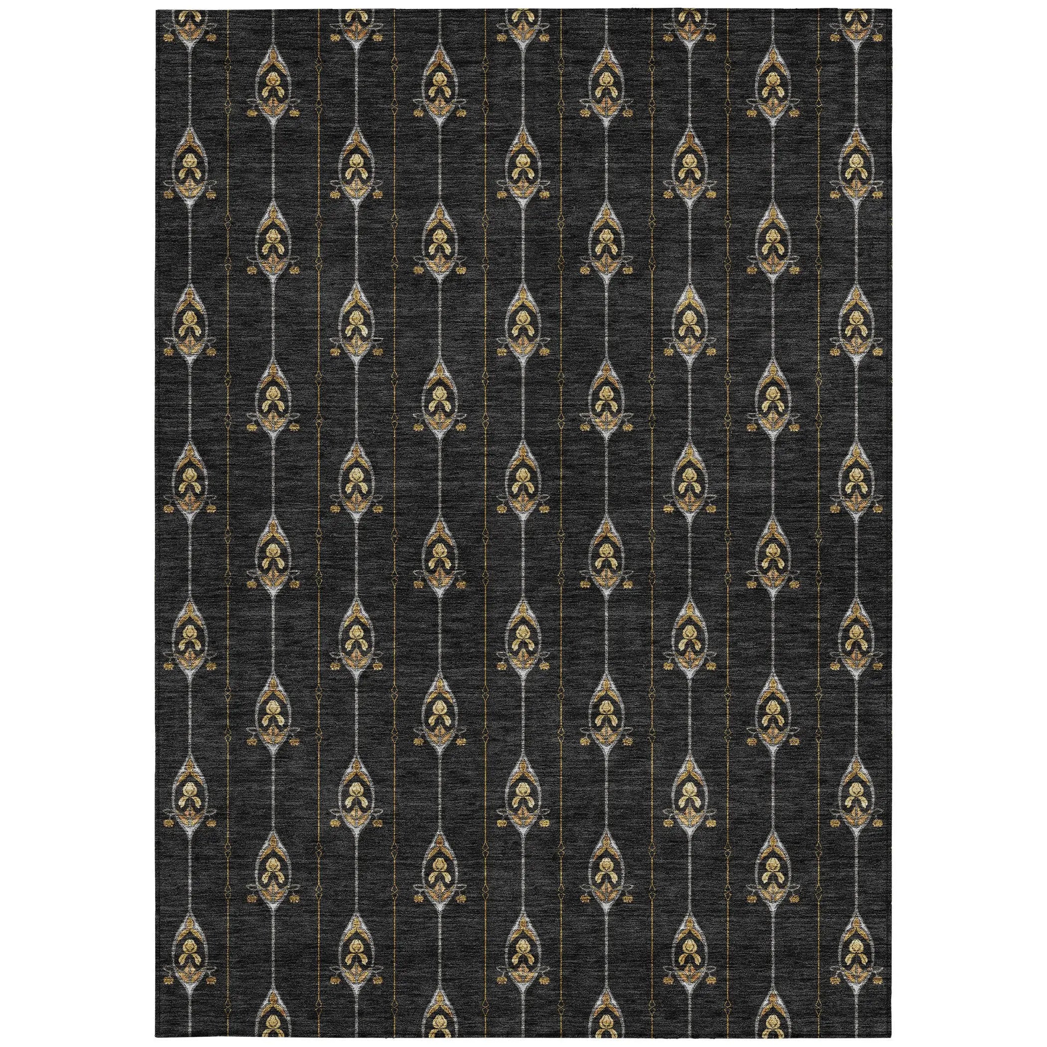 10' X 14' Black And Denim Blue Geometric Washable Indoor Outdoor Area Rug Homeroots Outdoor